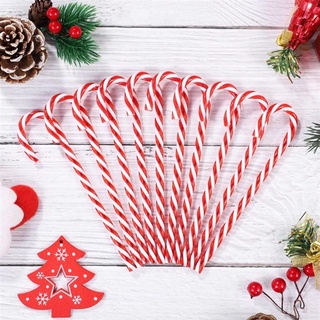 10Pcs/ Set 15cm Red Green PVC Candy Cane Christmas Tree Hanging Ornaments/ New Year Xmas Home Creative Fake Candy Decoration