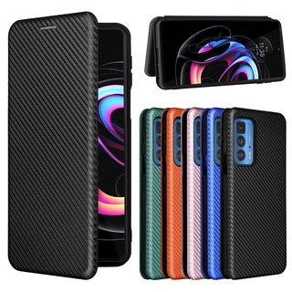 Luxury Carbon Fiber PU Leather Casing Motorola Edge 20 Pro Magnetic Flip Cover Moto Edge S Pro Wallet Case Card Holder Stand