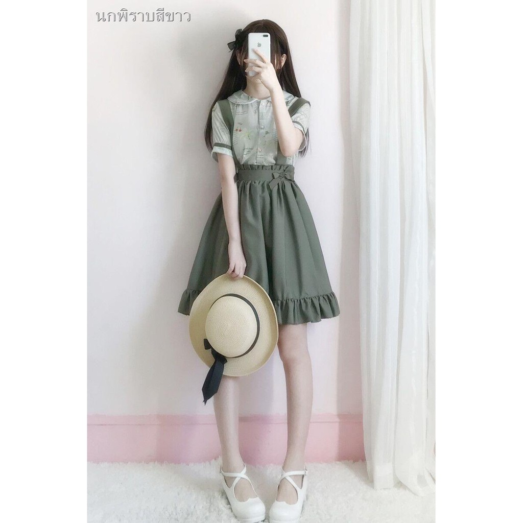 ราคาถูก-กระโปรงสายรัดทุกวันกระโปรงโลลิต้าสายรัดสาวอ่อนญี่ปุ่นกระโปรงโบว์โบว์กระโปรงเล็กปกตุ๊กตาพิมพ์เสื้อ