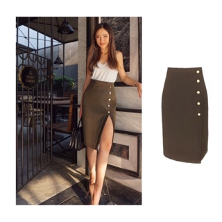 สินค้า Chatnapa - Gold Button Skirt (Olive)