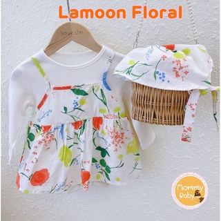 AM🌈Lamoon Floralบอดี้สูทเด็ก รูปแบบกระโปรงคิ้ว ใสๆละมุนเเรกเกิดถึงหนึ่งปี