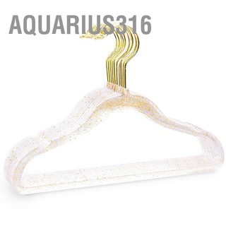 Aquarius316 ไม้แขวนเสื้อพลาสติกใส ประดับกลิตเตอร์ ไร้รอยต่อ 40 ซม. สําหรับตู้เสื้อผ้า 10 ชิ้น