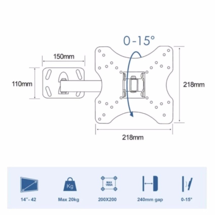 functional-single-arm-full-motion-tilt-swivel-led-tv-wall-mountbracket-14-42-intl