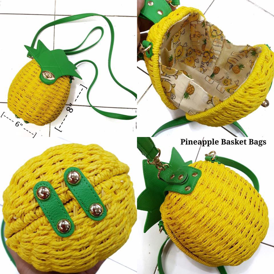summer-กระเป๋าสับปะรด-pineapple-wicker-bag-กระเป๋าสานแต่งหนัง-pu-พร้อมส่ง-พร้อมส่ง