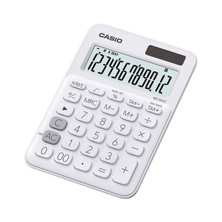 Casio Calculator เครื่องคิดเลข  คาสิโอ รุ่น  MS-20UC-WE แบบสีสัน ขนาดพอเหมาะ 12 หลัก สีขาว