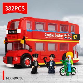 Sluban 0708 London Bus School Bus City Racing Car Series Minifigures Bricks Toys for Children Compatible ingly