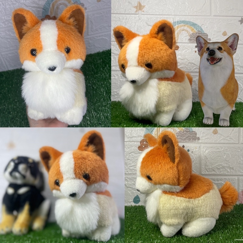 ตุ๊กตาน้องหมาเวลช์-คอร์กี้-ขนวินเทจ-ป้ายญี่ปุ่น-little-pembroke-welsh-corgi-plush