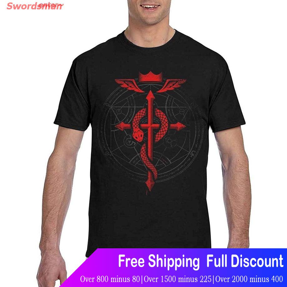 hot-swordsman-เสื้อยืดลำลอง-enter-ผู้ชายและผู้หญิง-fullmetal-alchemist-flamel-graphic-short-sleeve-t-shirts-for-men-bl