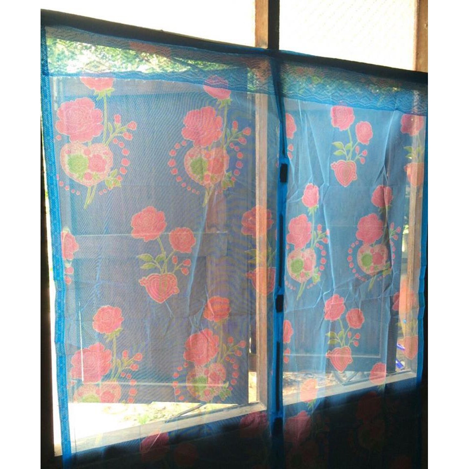 after-ผ้าม่านหน้าต่างกันยุง-เกรดa-ฟรีหมุดเทปกาว-ลายดอกไม้-ขนาดกว้าง-100-200-ซม-สุง-150-ซม