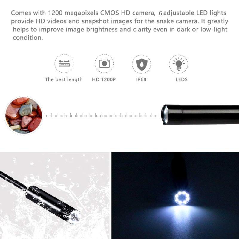 ภาพสินค้า5.5mm Endoscope Camera Hard Cable IP68 Waterproof Inspection Borescope Camera For Android PC Notebook จากร้าน icantaloupear427 บน Shopee ภาพที่ 5