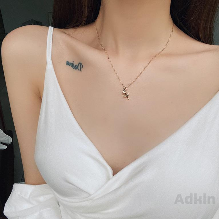 adkin-เครื่องประดับสร้อยคอเกาหลีแฟชั่นโลหะผสมมุกดอกกุหลาบดอกเบญจมาศเดซี่ผีเสื้อจี้สร้อยคอสำหรับผู้หญิง-711