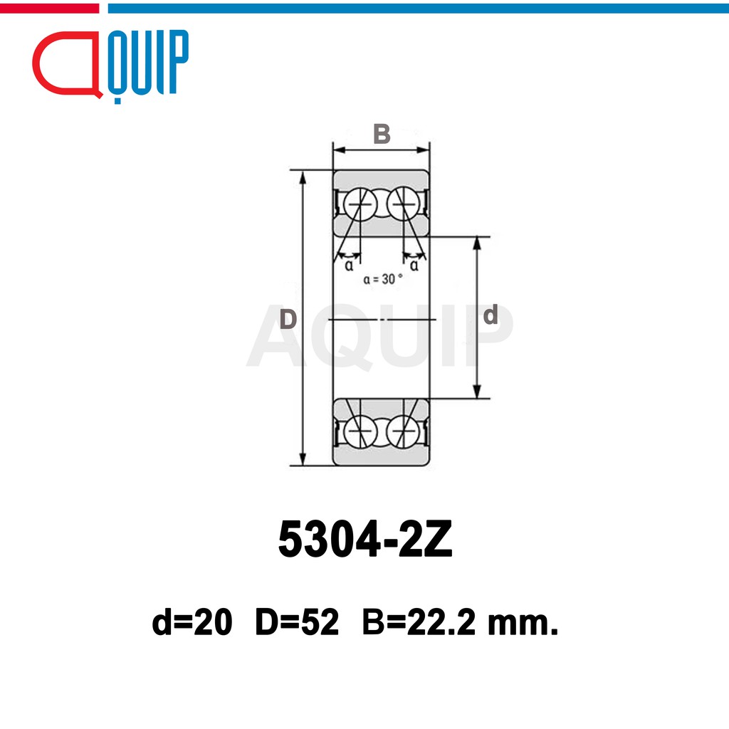 5304-2z-ubc-ตลับลูกปืนเม็ดกลมสัมผัสเชิงมุม-2-แถว-ฝาเหล็ก-2-ข้าง-double-row-angular-contact-ball-bearing-5304-zz-5304