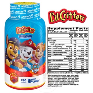 ✈️PRE-ORDER✈️ วิตามินรวมสำหรับเด็กชนิดกัมมี่ Lil Critters Paw Patrol Complete Multivitamin (190 Gummies)