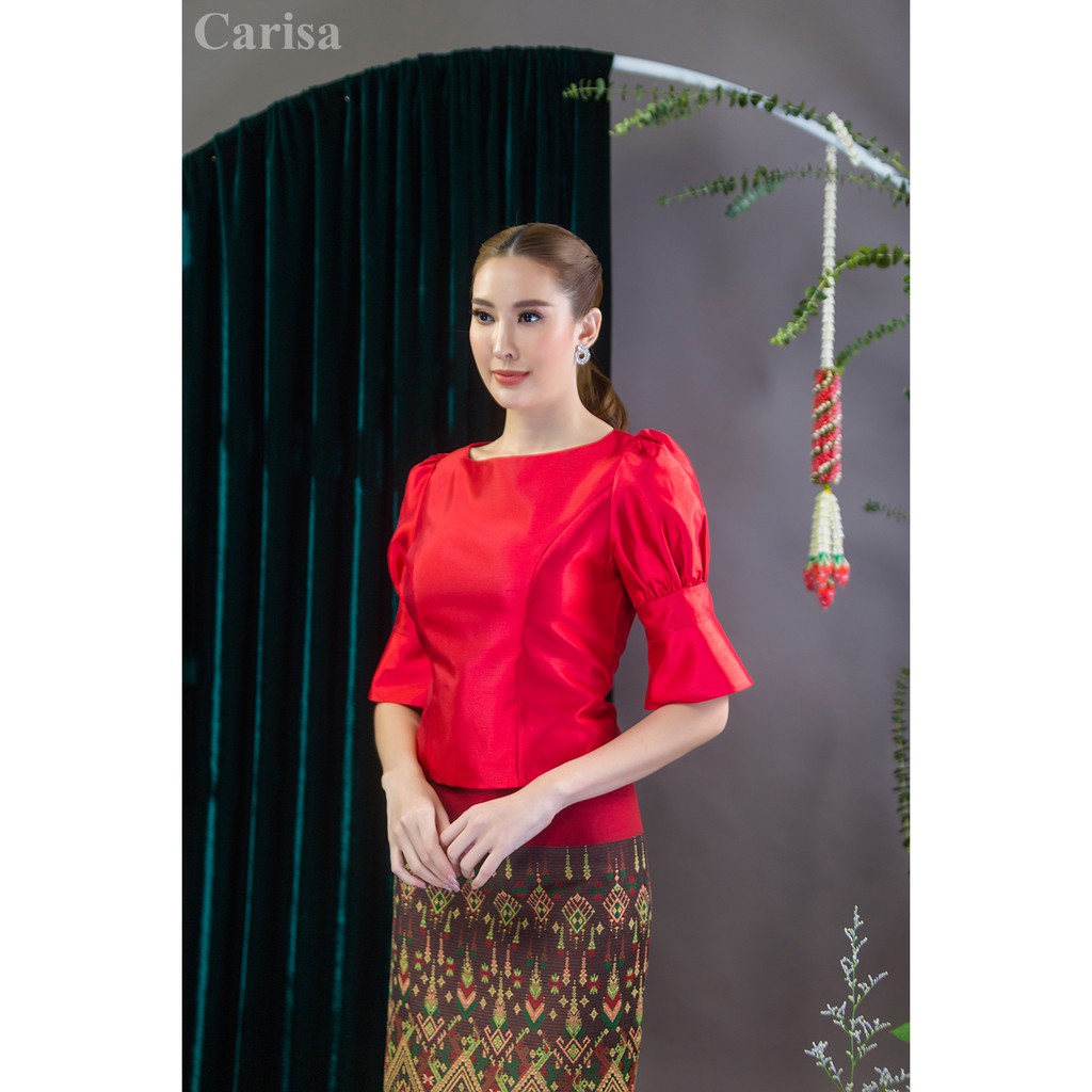 carisa-เสื้อไทย-ชุดไทย-ผ้าไหมแพรทิพย์-แขนสวย-เนื้อผ้าอย่างดี-ใส่สบาย-ใส่เที่ยว-ออกงาน-งานบุญ-5536