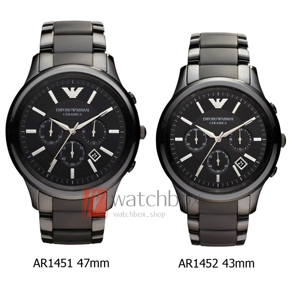 ภาพหน้าปกสินค้าพร้อมสต็อก Emporio Armani Ceramica Chronograph Black Dial Black นาฬิกาข้อมือผู้ชาย รุ่น AR1452/AR1451