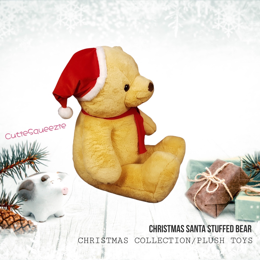 ตุ๊กตาหมีคริสต์มาส-ซานต้า-ผ้าแองโกล่า-ไซส์-l-สีน้ำตาล-christmas-bear-santa-angola-brown-stuffed-animal