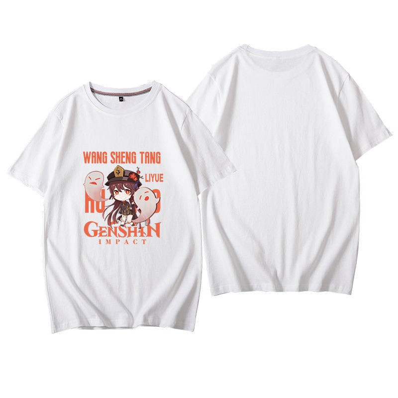 cotton-tshirts-๑-yuanshen-รอบอะนิเมะเสื้อยืด-paimeng-keli-ผู้ชายและผู้หญิงสองมิติฤดูร้อนคอกลมแขนสั้นเสื้อผ้า-cos-เทร
