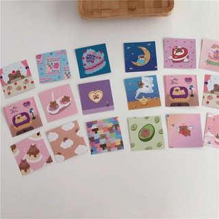 (พร้อมส่ง🌷) โปสการ์ดตกแต่ง Cute Heart Bear Korean Ins Postcard Bear Card Romantic