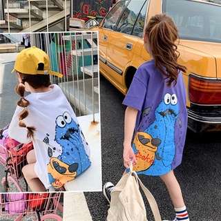 HOT                                ✎☢❐เสื้อยืดสาวกลางยาว 2021 ฤดูร้อนใหม่เสื้อเด็กกลางใหญ่กระโปรงสาว