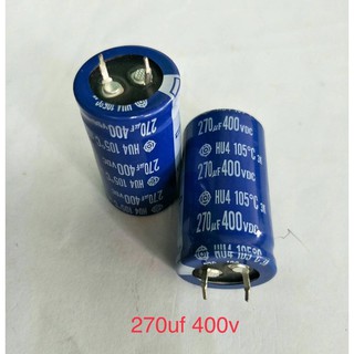 270 UF 400V Hitachi สีฟ้าขนาด25x45mm. 105C สินค้าใหม่แท้100%(ขาย1ชิ้น55บ.)