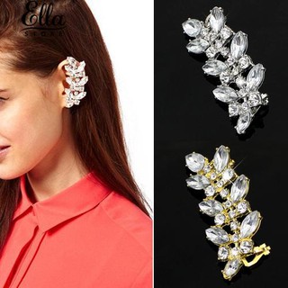 สุภาพสตรีสไตล์พังค์คริสตัล Rhinestone Leaf Ear Clip Cuff ต่างหูเสน่ห์