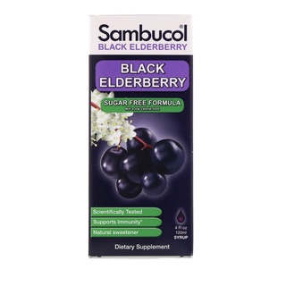 🔥พร้อมส่ง🔥Sambucol Black Elderberry Sugar Free Formula 120 ml. เเซมบุคอล ปราศจากน้ำตาล