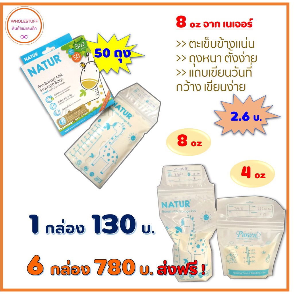 ถุงเก็บน้ำนม-natur-8oz-50ถุง