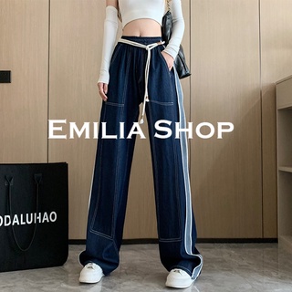 EMILIA SHOP กางเกงขายาว กางเกงเอวสูง สไตล์เกาหลี 2022 ใหม่ ES220136
