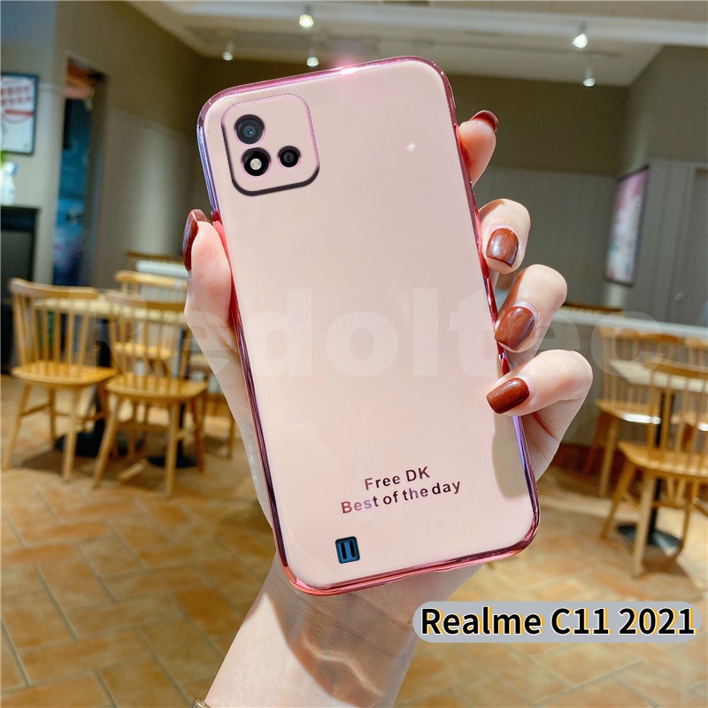 เคส Realme C11 2021 6D การป้องกันเลนส์รูปแบบใหม่ ชุบซิลิโคนเคส