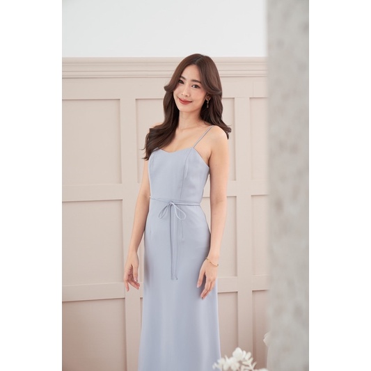 elegant-things-alice-dress-in-frosty-blue-เดรสสายเดี่ยว-มีสายผูกโบว์ที่เอว-คุณหนูสุดๆ