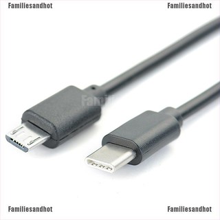 Amiliesandhot Type C ตัวผู้ เป็น Micro USB ตัวผู้ ซิงค์สายชาร์จ-C สายเคเบิล