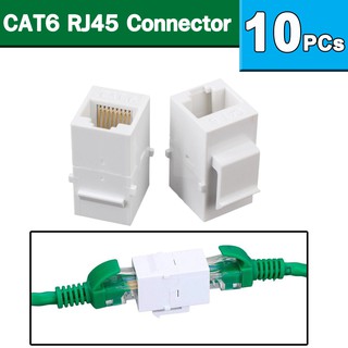 หัว RJ45 CAT6 สีขาว เมีย-เมีย  10 หัว ( 10PCs CAT6 RJ45 for Keystone Jack Female Coupler Insert Snap-in Wall Plate )