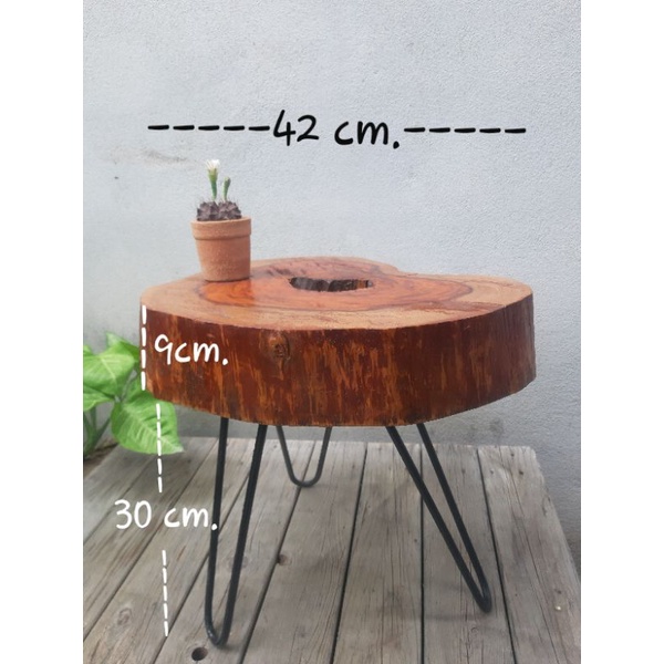โต๊ะไม้จริงขาเหล็ก-ทำจากขอนไม้เนื้อแข็ง-ไม้ธรรมชาติ