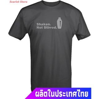 Scarlet Store เสื้อยืดเจมส์บอนด์เสื้อยืดแขนสั้น Stealth - Shaken Not Stirred James Bond 007 Martini Agent T Shirt -Mediu