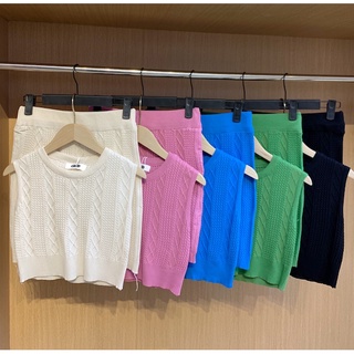 ภาพหน้าปกสินค้าCicishop(9265)เซตเสื้อครอปแขนกุด+กระโปรง ผ้าไหมพรมknit ปั๊มลายงานสวย สไตล์สาวคาเฟ่ ที่เกี่ยวข้อง