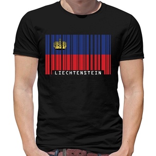 เสื้อยืดโอเวอร์ไซส์เสื้อยืดแขนสั้น คอกลม พิมพ์ลายธงบาร์โค้ด Liechtenstein อเนกประสงค์ DIY สําหรับผู้ชาย 2022S-4XL