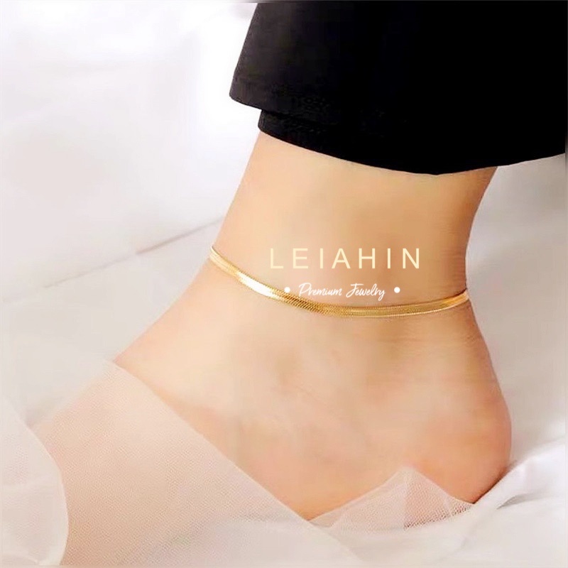 ภาพสินค้าLEIAHIN กำไลข้อเท้า สร้อยข้อเท้าเหล็กไทเทเนียมชุบทอง 18 K ปรับระดับได้สําหรับผู้หญิง สามารถใส่ตอนอาบน้ำได้ จะไม่เปลี่ยนเป็นสีดำ จากร้าน leiahin.th บน Shopee ภาพที่ 6