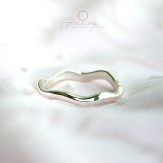 แหวนแฟชั่นผู้หญิง (ดัดทรงเป็นรอนคลื่น) แหวนเงินแท้925 แหวนน่ารัก แหวนแฟชั่น แหวนมินิมอล ของขวัญวันเกิด วาเลนไทน์