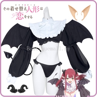 อะนิเมะ My Dress-Up Darling Marin Kitagawa Little Devil คอสเพลย์วิกผมปีกเซ็กซี่ปีศาจแม่บ้าน Sono Bisque ตุ๊กตา Wa Koi Wo Suru