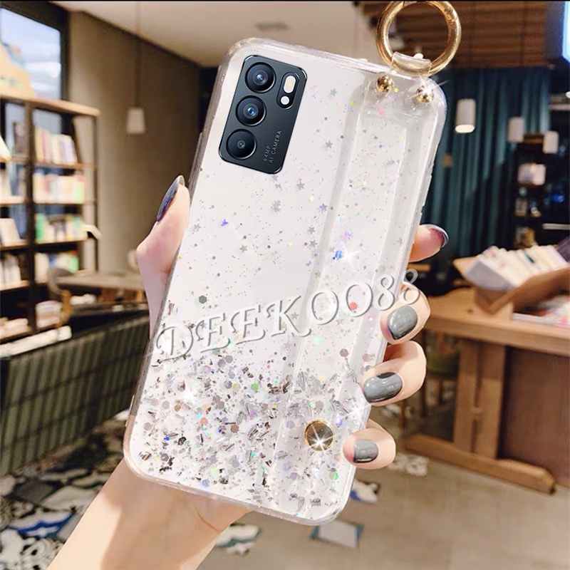 เคส-oppo-reno6-z-reno5-pro-marvel-edition-reno4-pro-z-4g-5g-bling-casing-with-wristband-clear-star-space-back-cover-เคสโทรศัพท์-reno-6z-5-5pro-4z-4-4pro-tpu-softcase-phone-case