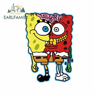 Earlfamily สติกเกอร์ไวนิล ลาย SpongeBob 13 ซม. x 9.1 ซม. สร้างสรรค์ สําหรับติดตกแต่งรถยนต์