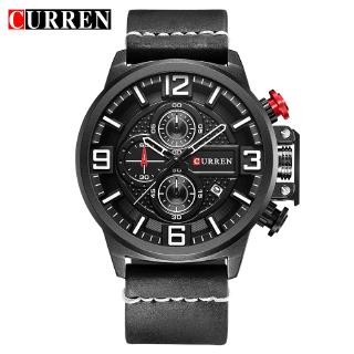 CURREN Fashion Casual New Mens Wristwatch Chronograph Sports Men Watches Genuine Leather Strap Male Clock Calendar Watc