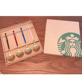 ช้อนกาแฟ Starbucks 4 สี พร้อมกล่อง ขนาด 15 cm