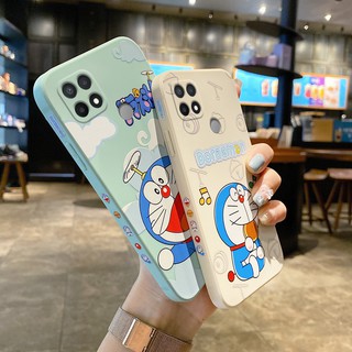 Doraemon cartoon  🔥 เคส OPPO A15 A15S A93 A94 RENO5F A5 A9 2020 A31 A3S A53 F11 เคส oppo A59 F1S A32 A5 2020 A55 R9S K9  A72(5G) A73(5G) เคสโทรศัพท์ขอบตรงลายดอกไม้ย้อนยุค