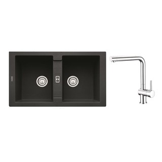 อ่างล้างจานฝัง ซิงค์ฝัง 2หลุม FRANKE MRG 620 BK+TP SMART แกรนิต สีดำ อ่างล้างจาน อุปกรณ์ ห้องครัว อุปกรณ์ BUILT-IN SINK