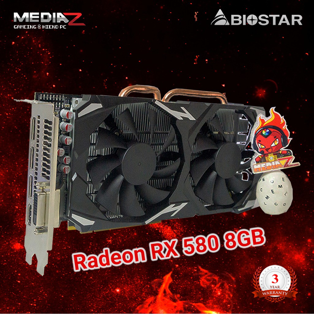 ลด2000 BIOSTAR Radeon RX 580 2048SP 8GB (VA5815RV82) Graphics Card ...