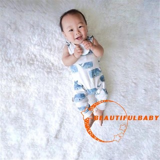 ITU-ทารกแรกเกิดทารกเด็กผู้ชายเสื้อผ้าปลาวาฬพิมพ์ฝ้ายสบาย ๆ Romper รอบคอแขนกุดชุด Jumpsuit ฤดูร้อนหนึ่งชิ้น