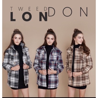 coat tweed สีน้ำตาล ของใหม่ coatover