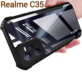 Realme C35(พร้อมส่งในไทย)เคสกันกระแทกขอบสีหลังใสOPPO Realme C35