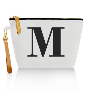 กระเป๋าผ้าลายอักษร ALPHABET CLUTCHES POUCH WHITE ”M”